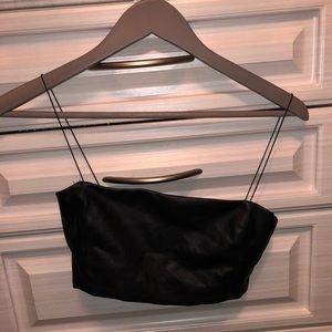 Meshki faux leather crop top
